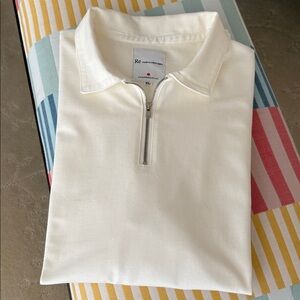 RE Clothing Company 100% Organic Off-White Polo Shirt with Quarter Zip Neck